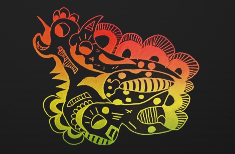 Ayşe Aygün 2023  Çalışma 33 Kağıt Üzeri Kazıma Tekniği 20x30